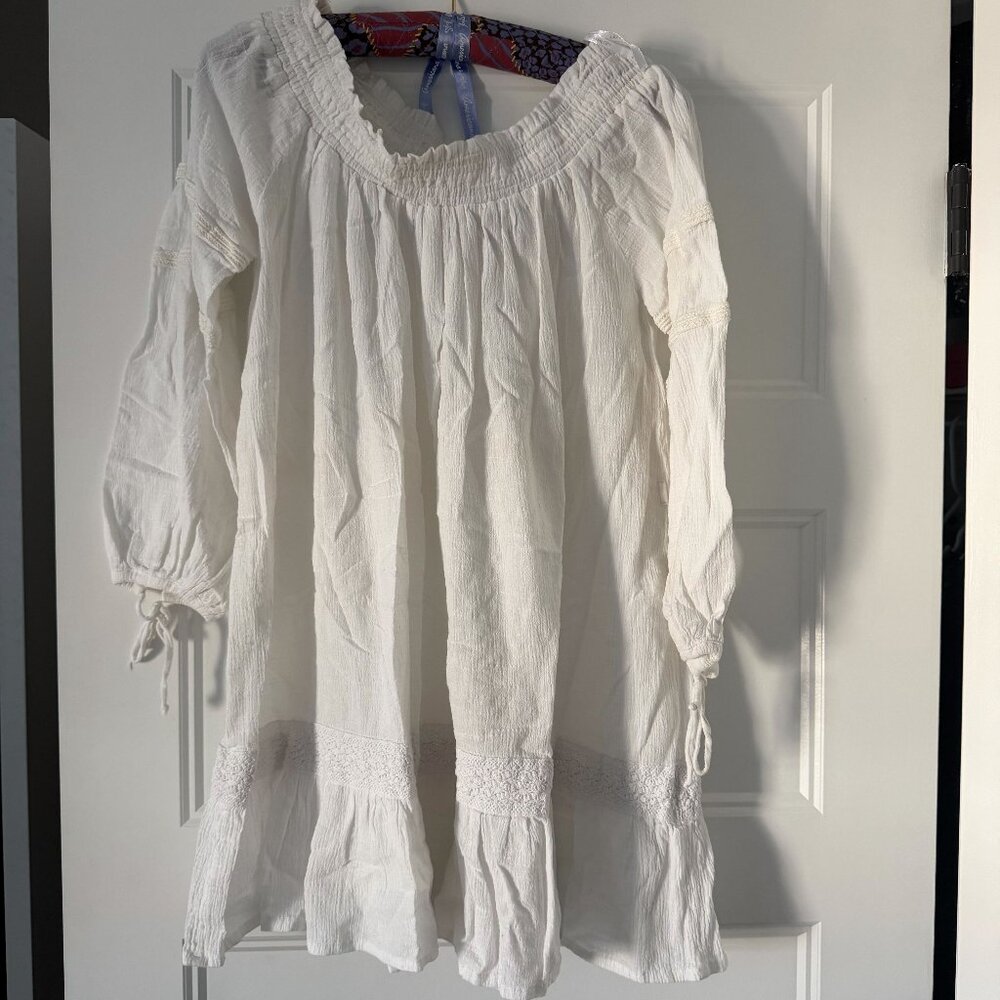 FAITHFULL OFF THE SHOULDER COTTON COVER-UP IN WHITE